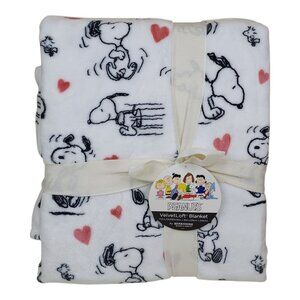 Peanuts Velvetloft Plush Blanket Full/Queen 90"x90" By Berkshire Snoopy Hearts